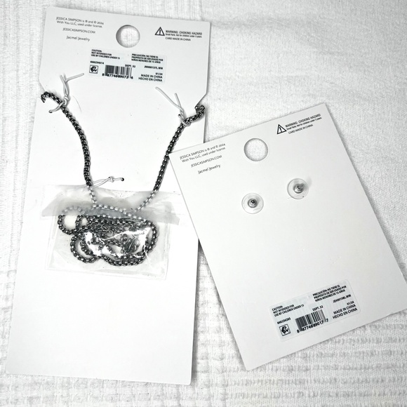 Jessica Simpson Faux Turquoise Stone Cross Necklace and Earrings Set - Picture 8 of 9